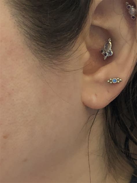 New conch and third lobe piercing by Jen at Brilliance Piercing. Conch ...