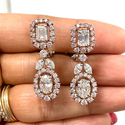 Beauvince Ariana Diamond Earrings '6.91 ct Diamonds' in Rose Gold and Platinum For Sale at ...