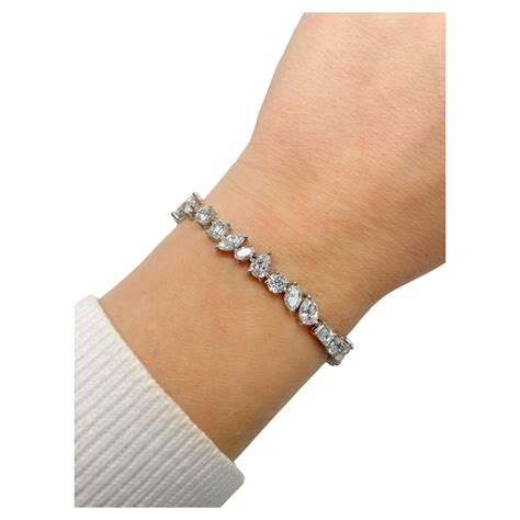 Diamond Tennis Bracelet with Mixed Shape Diamonds For Sale at 1stDibs