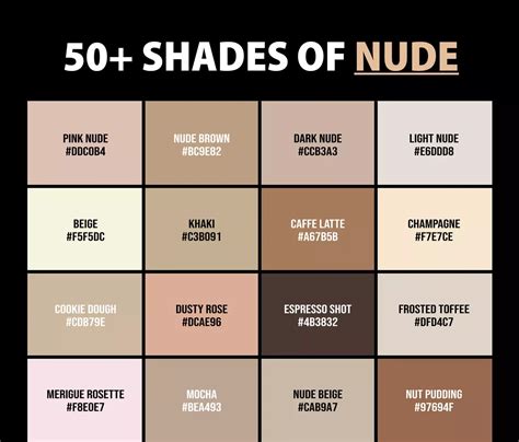 50 Shades of Nude Color (Names, HEX, RGB & CMYK Codes) | Nude color, Nude color palette, Colour ...