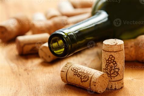 Wine corks and bottle 16289903 Stock Photo at Vecteezy