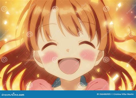Happy Anime Girl Laughing Made with Generative AI. Stock Illustration ...