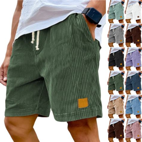 Zimjoy Oversized Corduroy Shorts Men Causal 5 Inch Inseam Elastic Waist ...