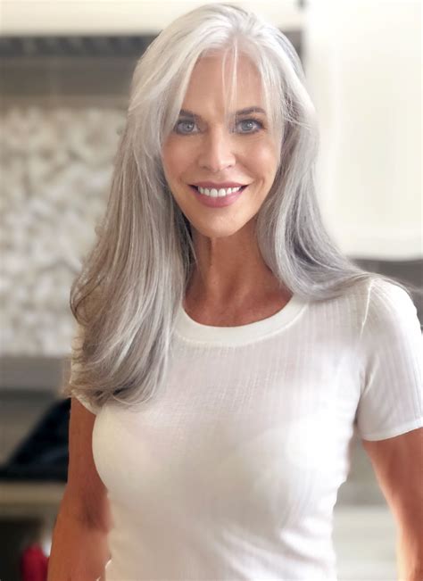 Pin by Karen LaPierre on Aged Models | Silver haired beauties, Long silver hair, Gray hair beauty
