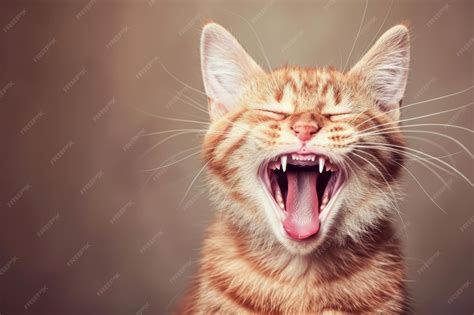 Premium Photo | An orange tabby cat yawning with its mouth open