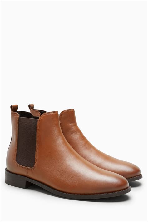 Womens Next Tan Leather Chelsea Boots - Brown | Chelsea boots, Leather ...
