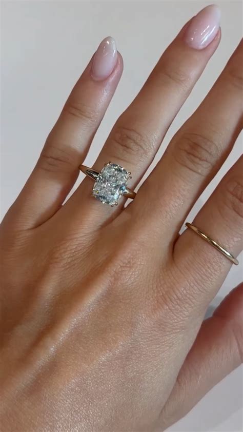 5 Carat Elongated Cushion Cut Cathedral Band Diamond Solitaire Wedding ...