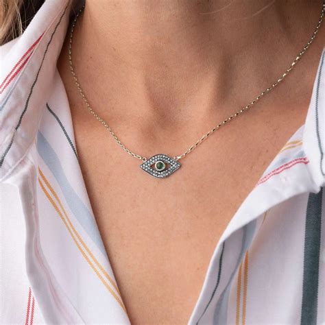 Diamond and White Gold Evil Eye Necklace