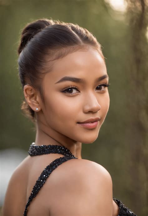 A close up of a woman in a black dress posing for a picture - SeaArt AI