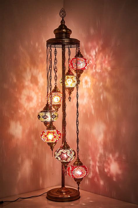 DEMMEX - 7 Big Globes Turkish Moroccan Mosaic Floor Lamp Light ...
