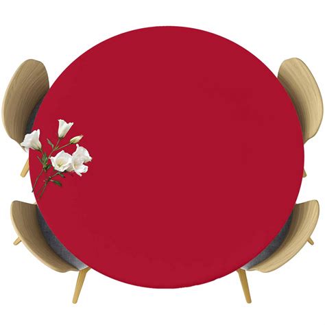Solid Color Round Fitted Table Cover Red Waterproof Table Cloth with ...