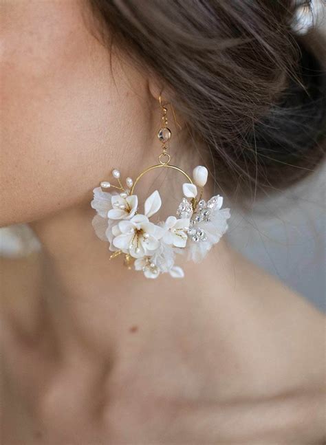 White flower earring designs
