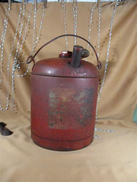 Vintage Gas Can, Garage Decor, Gasoline Metal Can, Man Cave Decor ...