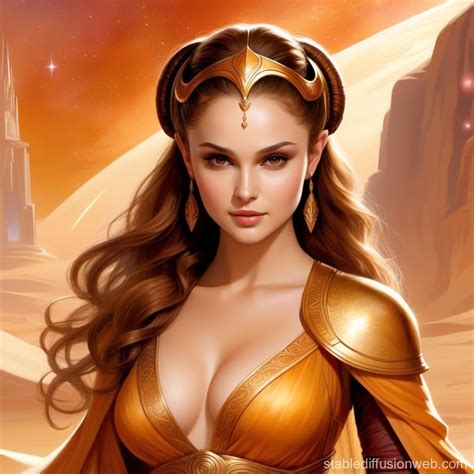 Padme Amidala's Geonosis Outfit with Exposed Midriff | Stable Diffusion ...