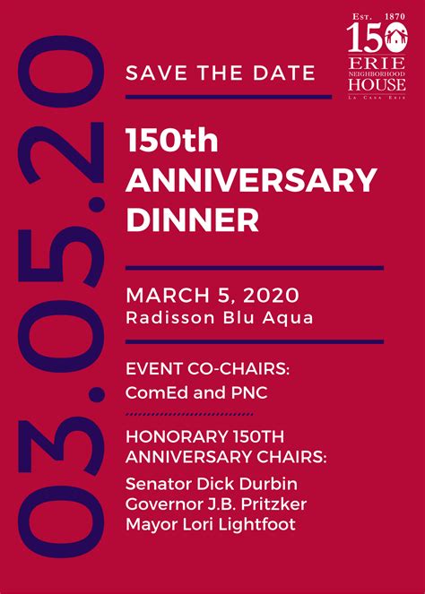 150th Anniversary Dinner - Erie Neighborhood House