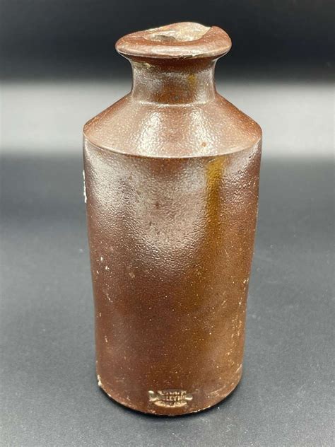 Antique English Stoneware Ink Bottle Marked "Lovatt, Langley Mil"