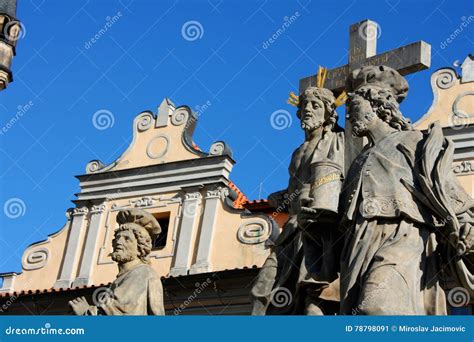 Religion Statues on the Charles Bridge is Located in Prague, Czech Republic. Stock Image - Image ...