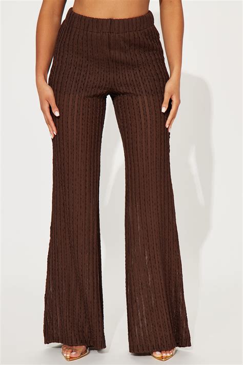 Call Me Later Textured Flare Pant - Brown | Fashion Nova