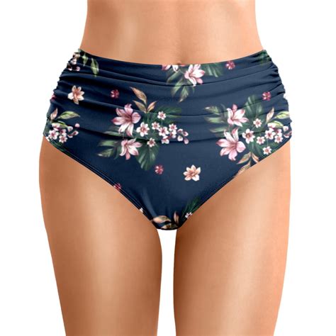 Bikini Bottoms for Women High Waist Full Coverage Bathing Suit Floral ...