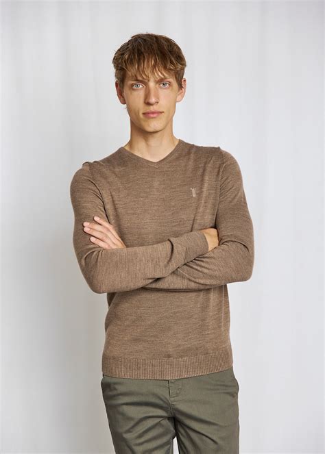 Light Brown Uranus V Neck Sweater - Benjamin's Menswear