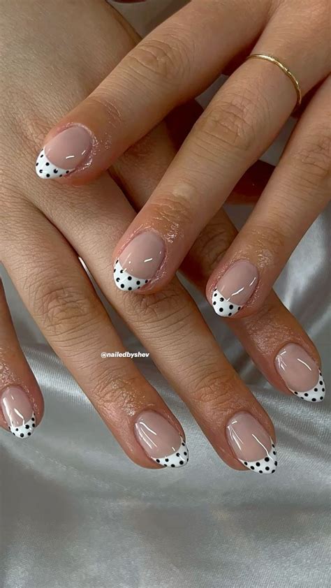 French Nails with Polka Dots