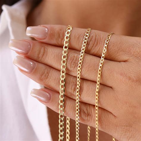 Solid 14K Gold Cuban Link Chain Necklace - Etsy