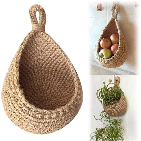Trianu Handwoven Boho Wall Hanging Basket for Fruit Vegetable Hanging ...