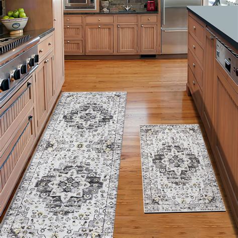 AKUNRUG Boho Kitchen Rug Sets 2 Piece,Kitchen Mats Non Slip Washable ...