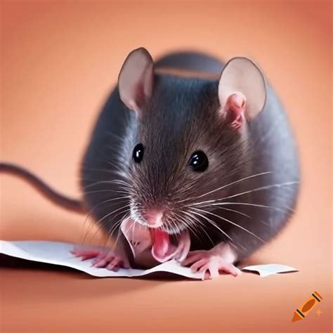 Mouse nibbling on paper on Craiyon
