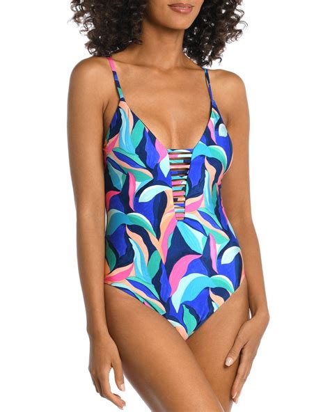 Blue Plunge One-Piece Swimsuit at Eileen Crofts blog