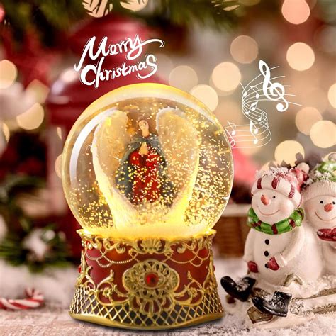 Plus Size Christmas Snow Globes, Angel Snow Globes with Music Lighted ...