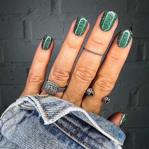 Green Glitter Nails | Mickey nails, Christmas nails acrylic, Green ...