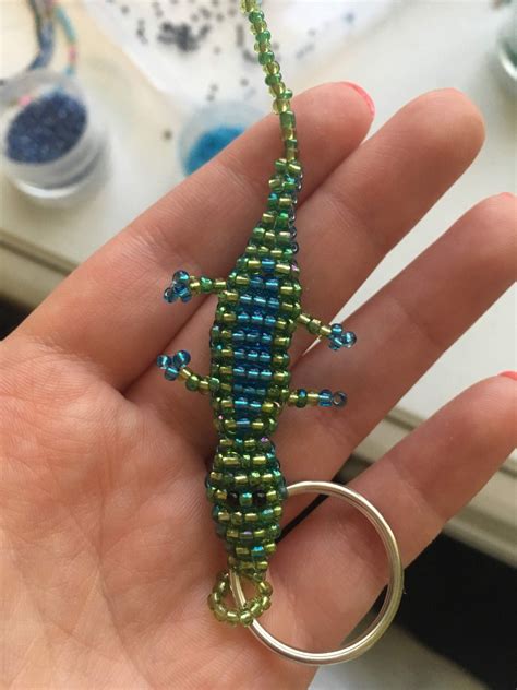 Seed Bead Lizard Keychain - Etsy