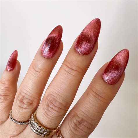 Handmade- Shadow Hearts, Ruby Red Cat-eye Paper Clip Heart Press On ...