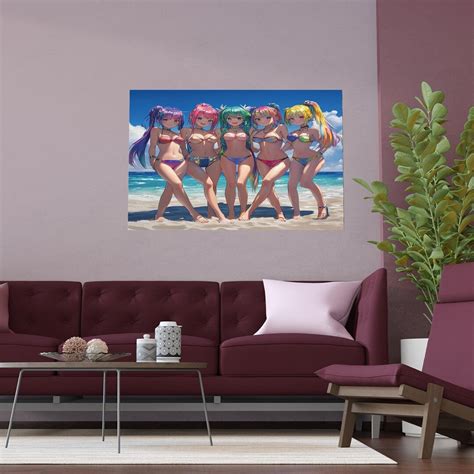 Silk Posters, Anime Bikini Girls Beach Wall Art, Summer Bedroom Decor ...