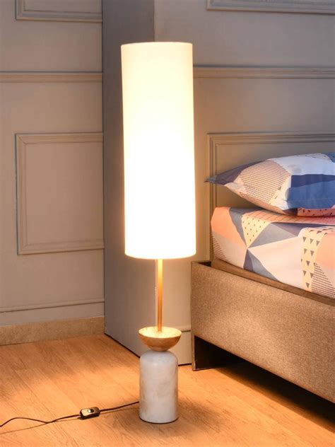 Buy Athome By Nilkamal White Wood & Marble Floor Lamp - Floor Lamps for ...