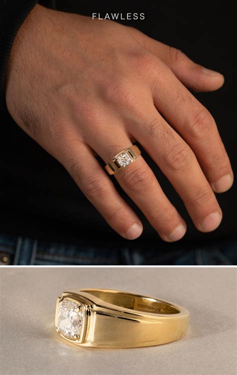 Jayden Yellow Gold Bezel Claw Set Men's Engagement Ring | Engagement ...
