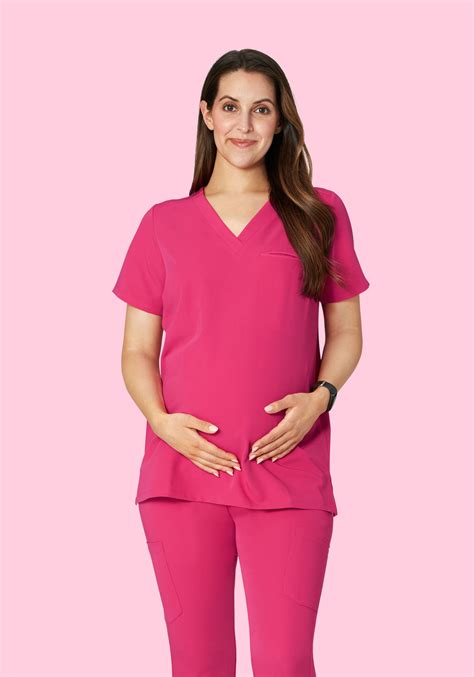 Maternity One Pocket Top Hot Pink – Mandala Scrubs