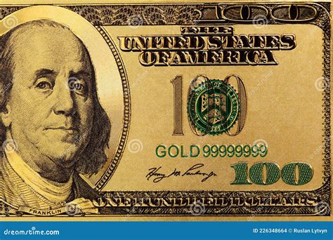 Billete De 100 Dólares Americanos Dorado Foto de archivo - Imagen de ...