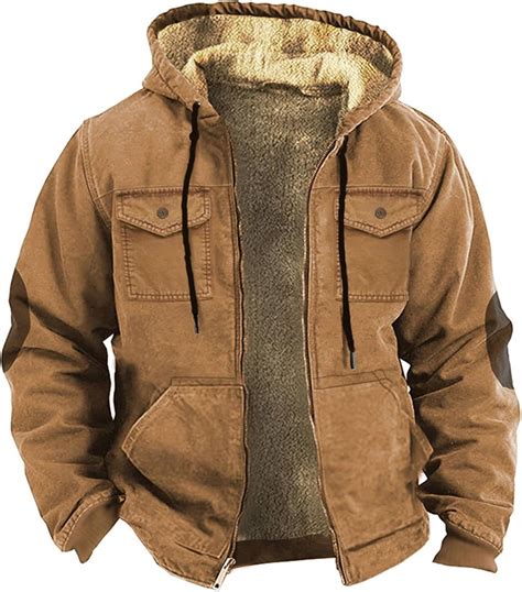 Men's Western Jackets Cowboy Winter Warm Sherpa Fleece Coats Long ...