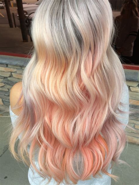 Pastel hair! Silver roots into peach, baby pink, and lavendar!! | Peach ...