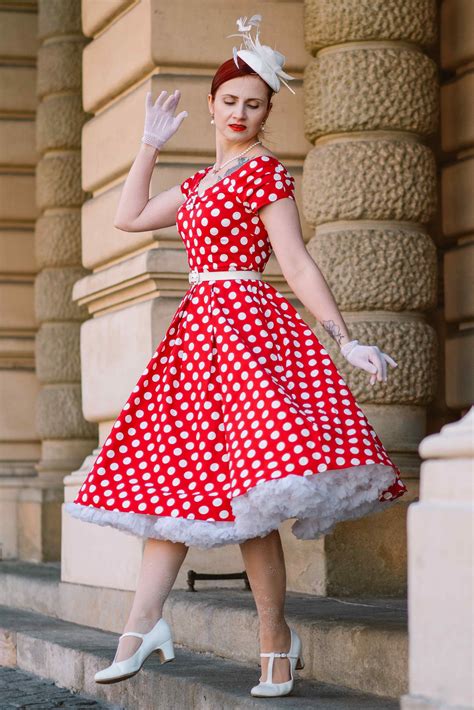 Lily Retro Off Shoulder Red Polka Dot Swing Dress | Swing dress, Swing ...