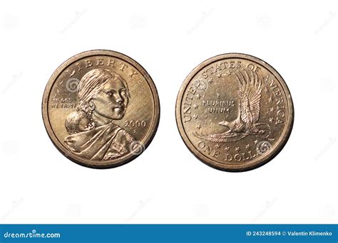 US Sacagawea Dollar Coin. Obverse and Reverse Isolated on White Stock ...