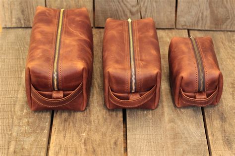 Personalized Leather Dopp Kit for Men • Custom Dopp Kit • Mens Leather ...