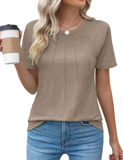 Rosvigor Blouses for Women Short Sleeve Shirts Casual Dressy Summer ...