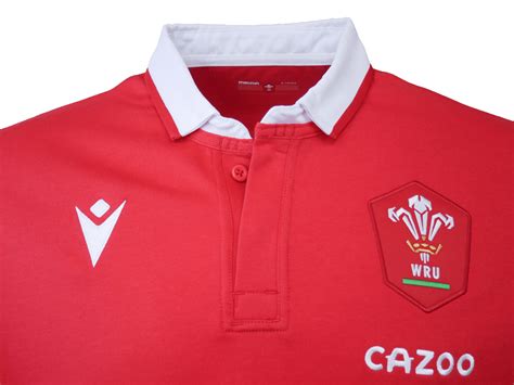 Wales Rugby Long Sleeve Home Polo by Macron 22/23 - World Rugby Shop