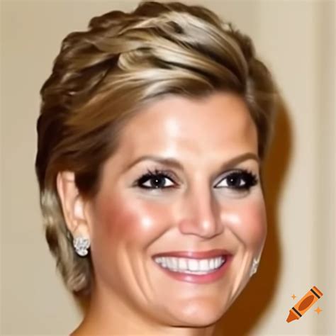 Queen maxima with chic bob hairstyle showcasing natural radiance on Craiyon