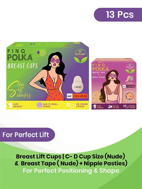 Buy PINQ POLKA 2 Pcs Nude Reusable Breast Lift C D Cup Boob Tape & Invisible Breast Lift Tape (7 ...