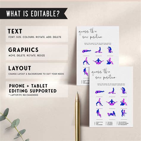 EDITABLE Sex Positions Game - Modern Bridal Shower Games – OhHappyPrintables