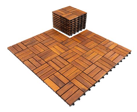 YAMAZING 12”x12” Solid Wood Interlocking Flooring Tiles (Pack of 9 ...